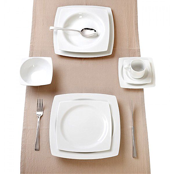 Σερβίτσιο πιάτων-φαγητού Cryspo Trio quadro-Quadro white