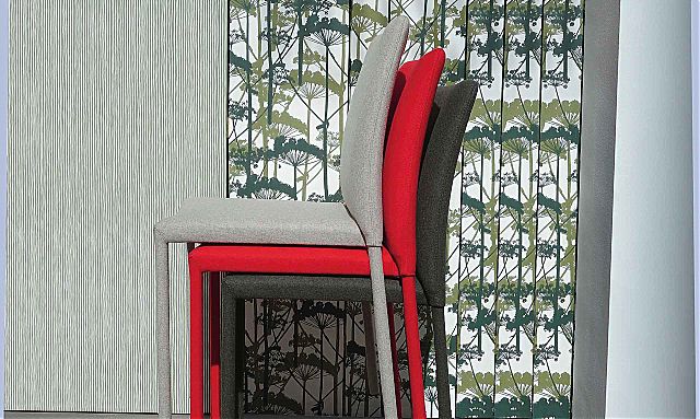  - Παρουσίαση της εταιρείας Riflessi για την καρέκλα τραπεζαρίας Gaia. (ποικιλία χρωμάτων σε δέρμα,δερματίνη ύφασμα και μαλλί.)