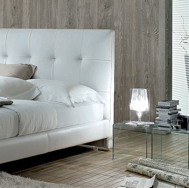  - Λεπτομέρεια του επενδυμένου κρεβατιού Mirò της εταιρείας Nicoline.