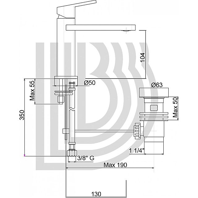 Τεχνικά χαρακτηριστικα για μπαταρία νιπτήρα της εταιρείας Bianchi Rubinetterie