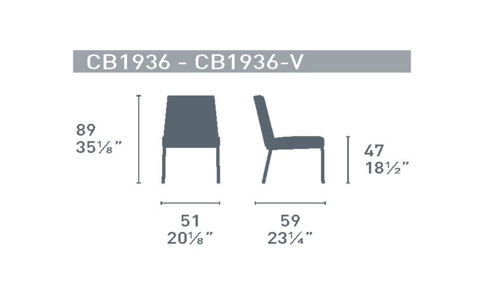 Διαστάσεις της καρέκλας Hexa CB1936 της εταιρείας Connubia Calligaris