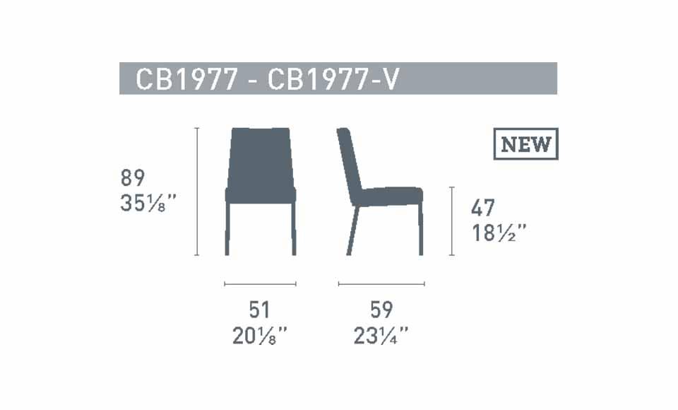 Διαστάσεις της καρέκλας Hexa CB1977-V της εταιρείας Connubia Calligaris