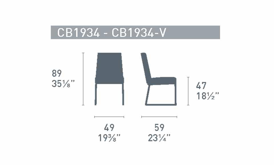 Διαστάσεις της καρέκλας Hexa CB1934 της εταιρείας Connubia Calligaris